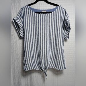 Llbean Ladies 100% Linen Roundneck , Shortsleeve Top. Size L